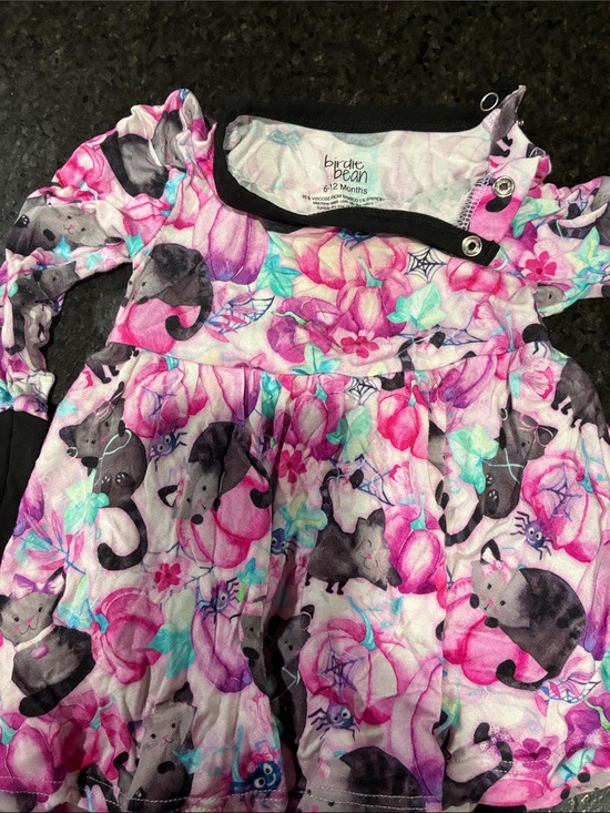 Birdie Bean Other - Birdie Bean Girls' Pink Floral & Cat One-Piece